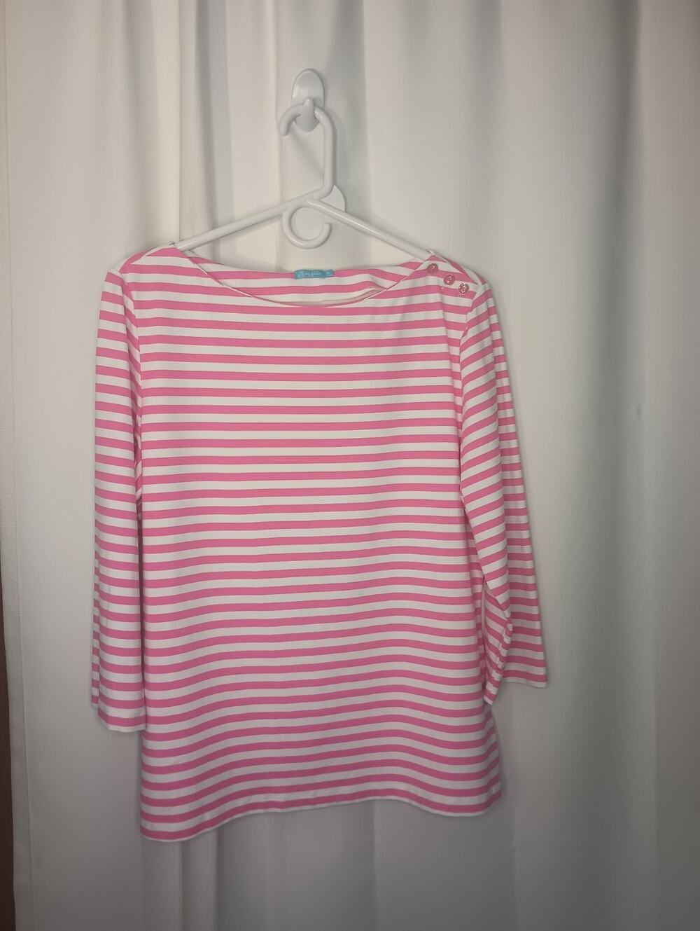 J McLaughlin Catalina Cloth Boat Neck Top XL Pink Nautical Stripe